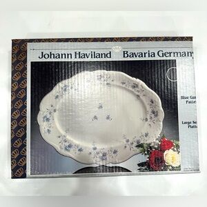 Johann Haviland Large Serving Platter Blue Garland Pattern White